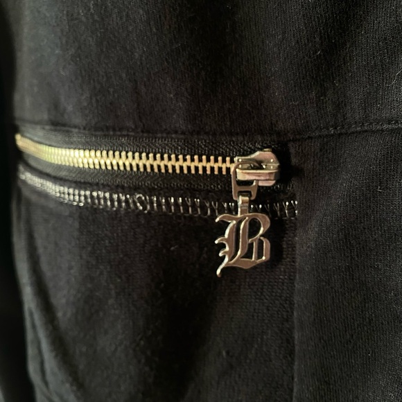BCBG Zip Up Hoodie Size XL Black Cotton Branded Logos Y2K - Picture 6 of 10